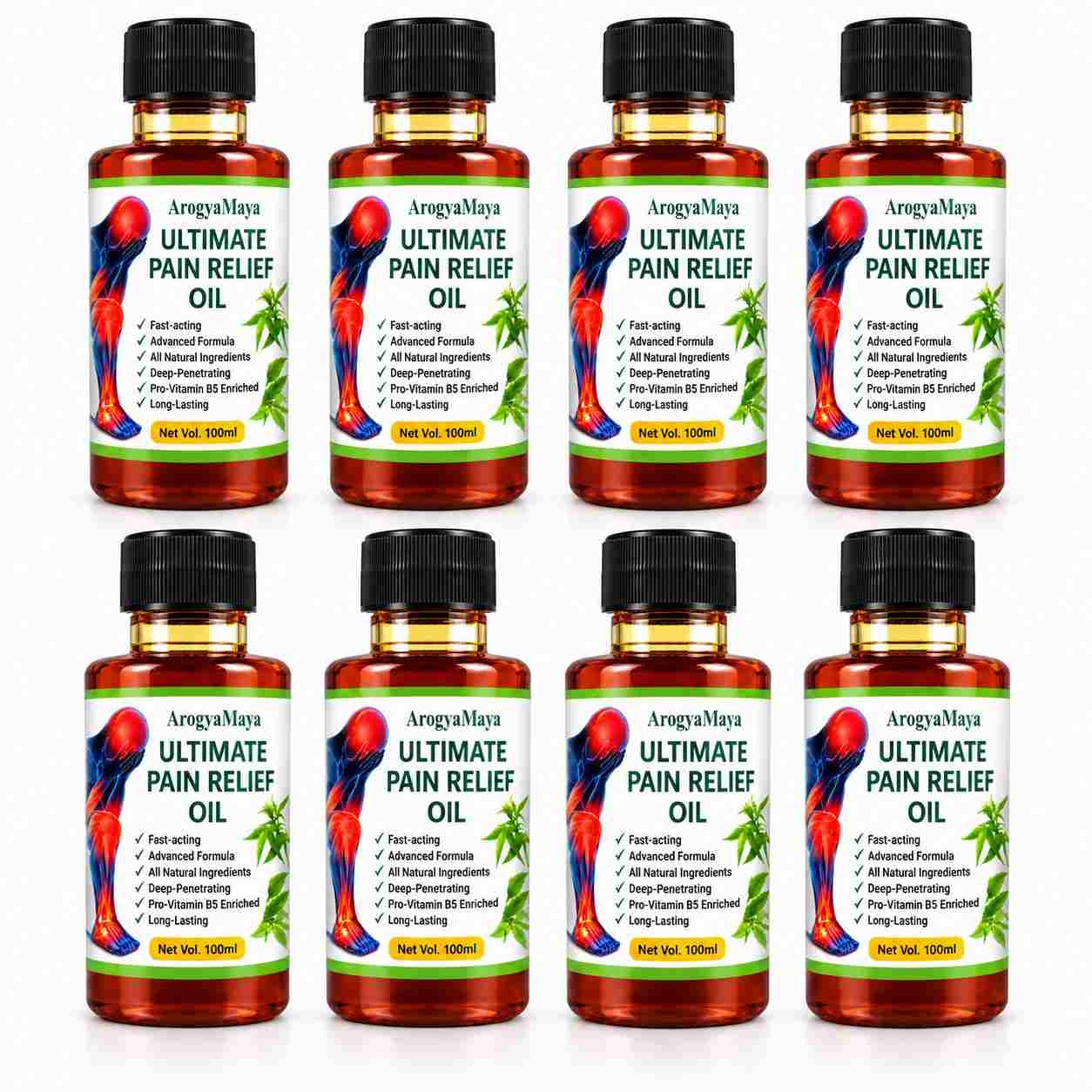 ArogyaMaya Ultimate Pain Relief Oil (Pack of 8 / 100*8ml)